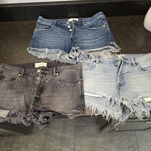 Free People Blue/Black Denim Shorts